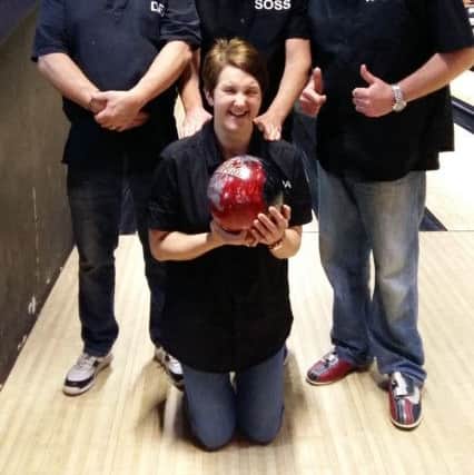 Derek, Belinda, Soss and Nigel at the bowling alley.